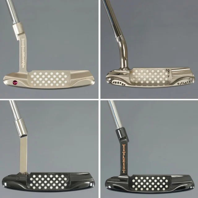 Four different Scotty Cameron Tei3 Newports. Same vibes different flavors. Which one would you add to your collection? 

#scottycameron #golfcollecting #golfclubs #putter #cameroncollector #scottycamerongallery